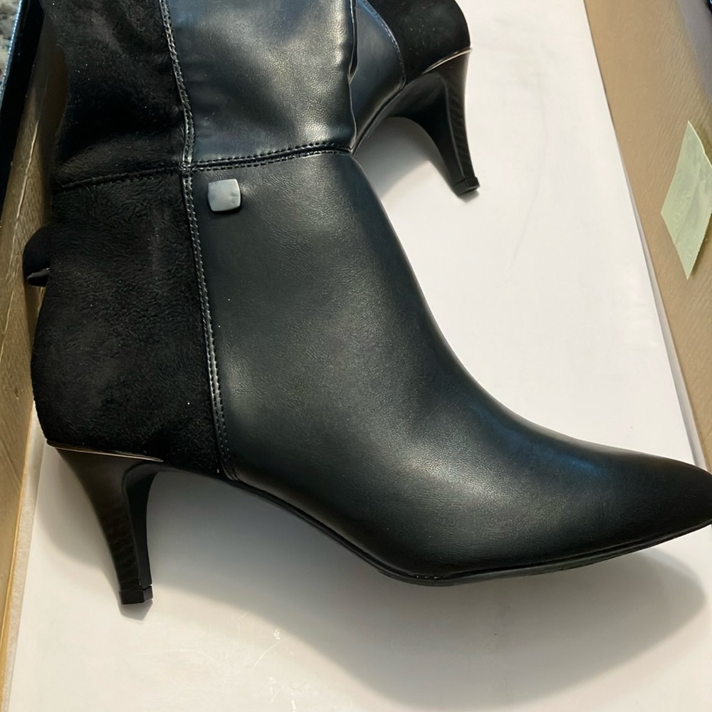 Alfani Black Heeled Boots Sleek Leather Design